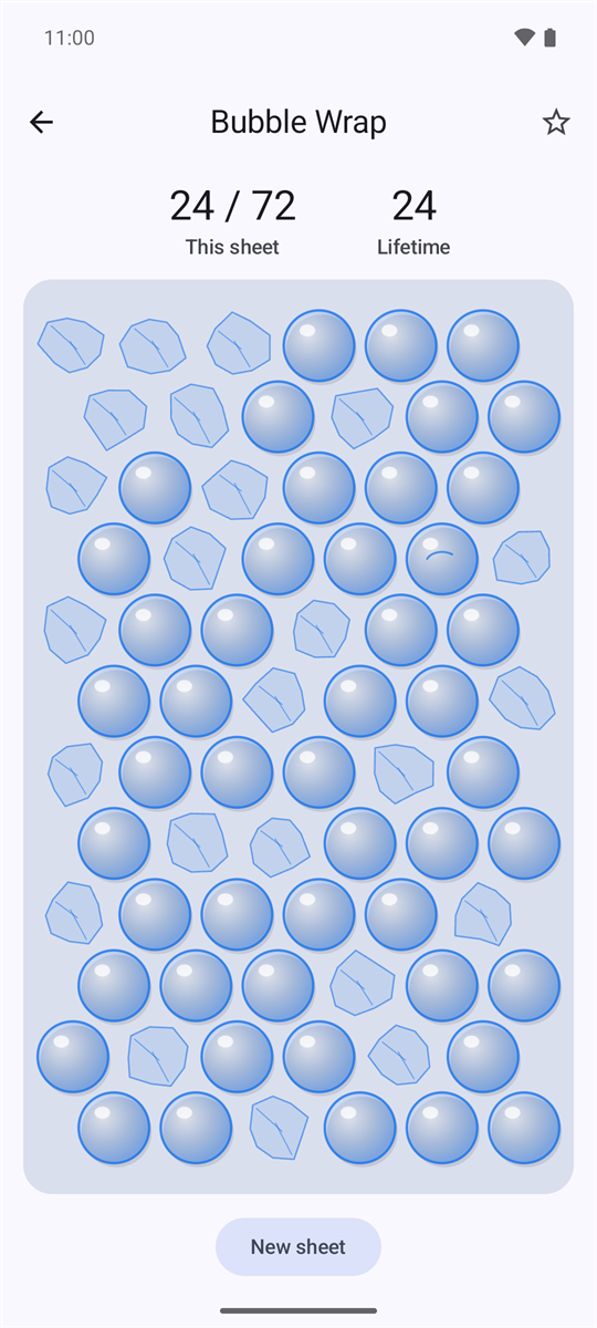 Bubble Wrap with a third of the sheet popped