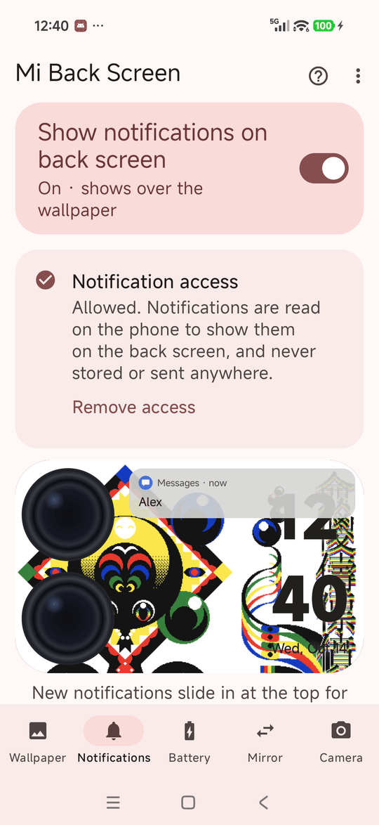 The Notifications tab