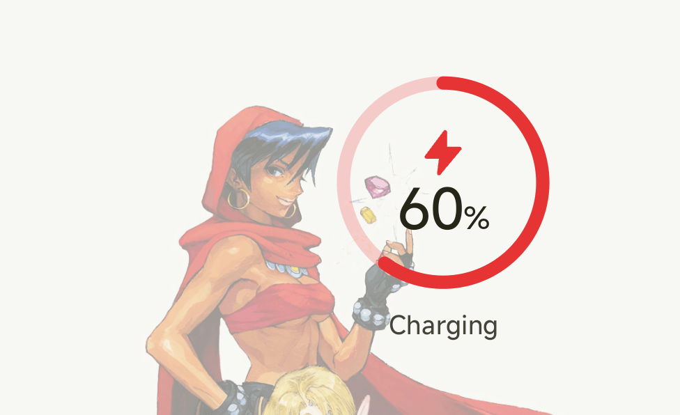 The back screen showing the charging animation at 60%
